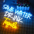 Save Water Drink Tequila – reclame luminoso em néon LED (5 V USB)