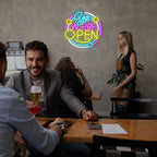 Yes We're Open – Moldura redonda – reclame luminoso em néon LED (5 V USB)
