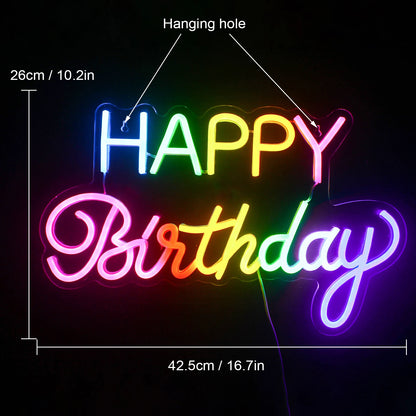 Letreiro de LED "Feliz Aniversário" Colorido 5V USB - Econômico