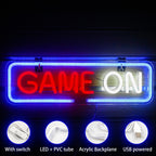 GAME ON – Moldura retangular com cantos arredondados – letreiro de néon LED (5 V USB)