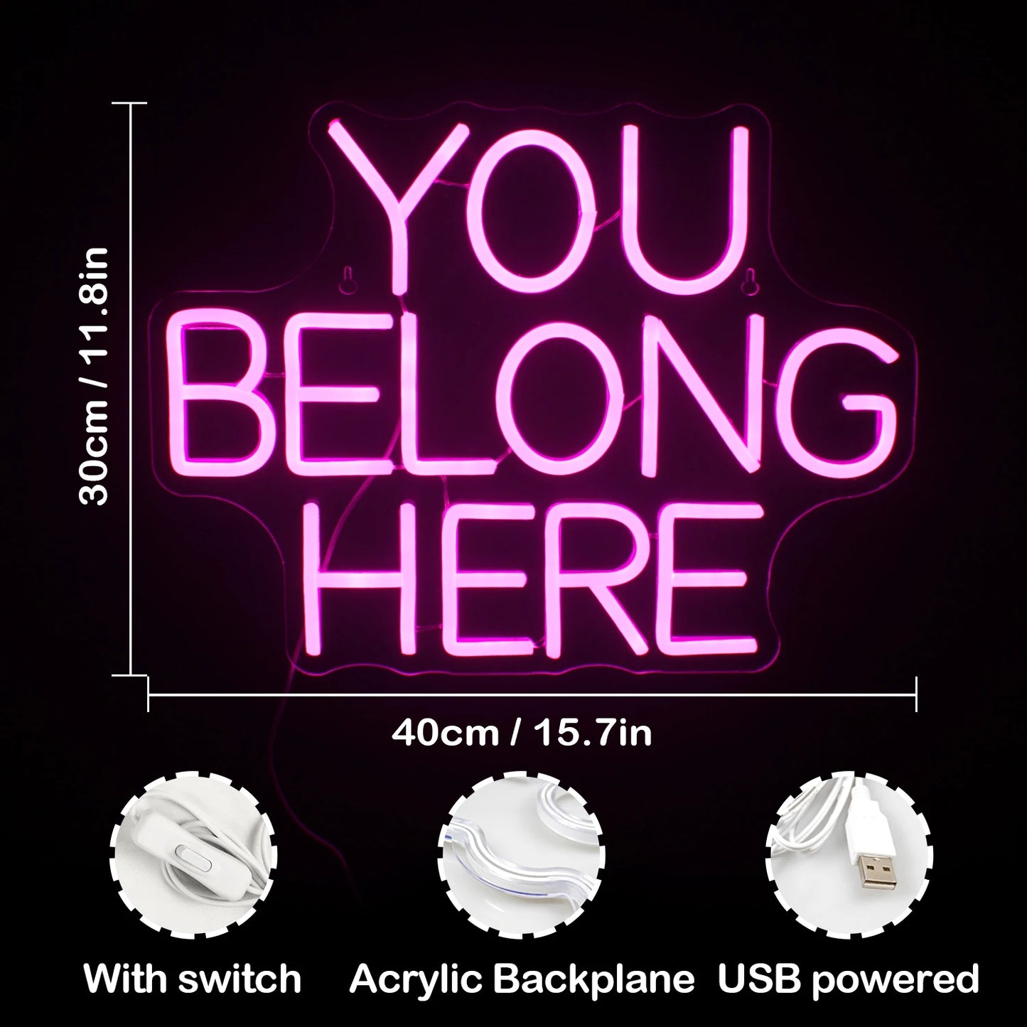 You Belong Here 5V USB LED Neon Sign - Budget Friendly