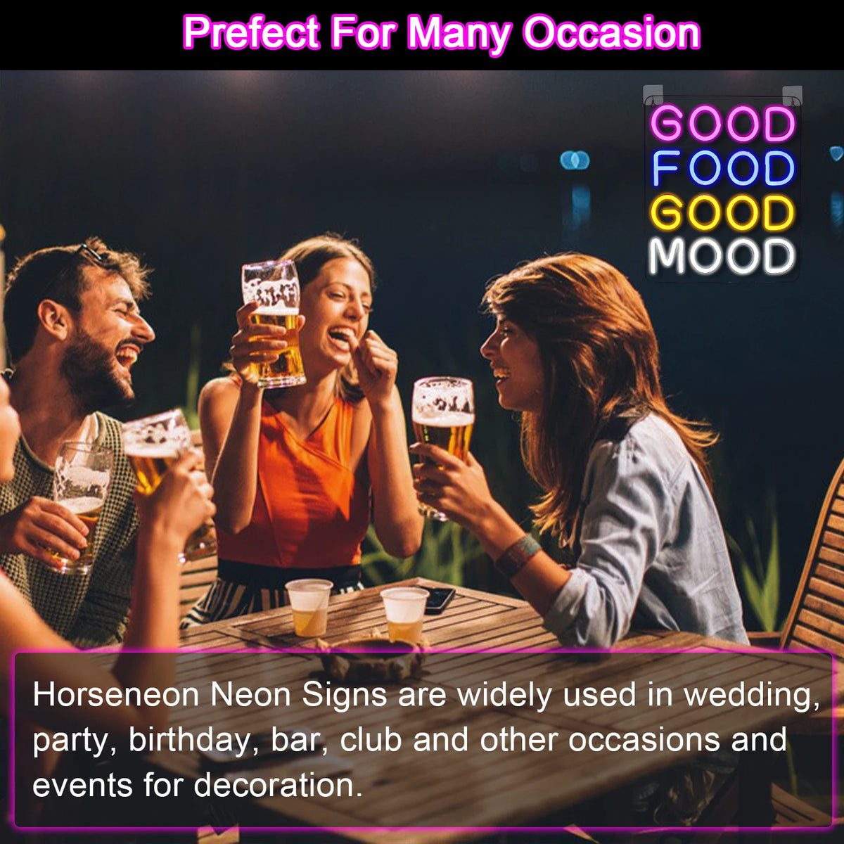 Good Food Good Mood – reclame luminoso em néon LED (5 V USB)