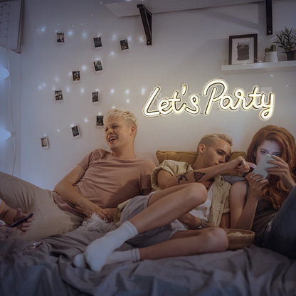 Letreiro de LED "Let's Party" 5V USB - Econômico