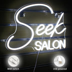 Seek SALON – reclame luminoso em néon LED (5 V USB)