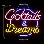 Letreiro de LED Cocktails Dreams 5V USB - Econômico