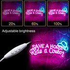 SAVE A HORSE Ride a Cowboy – Chapéu de cowboy – letreiro de néon LED (5 V USB)