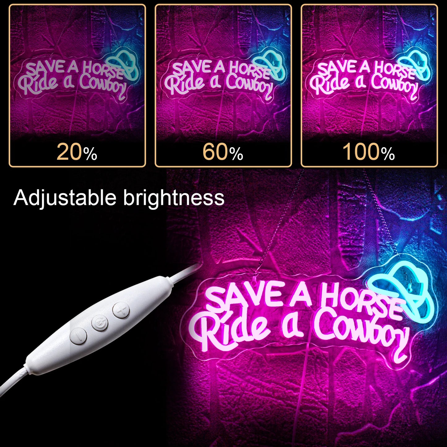 Salve Um Cavalo, Ande Com um Cowboy 5V USB Letreiro de LED - Econômico