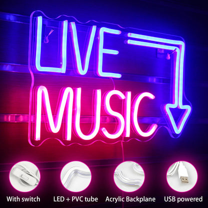 Live Music 5V USB LED Neon Sign - Budget Friendly
