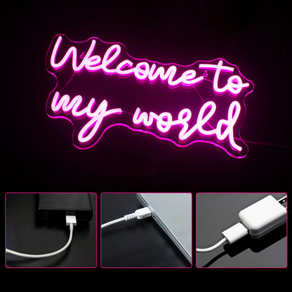 Bem-vindo ao meu mundo Letreiro de LED USB 5V - Econômico