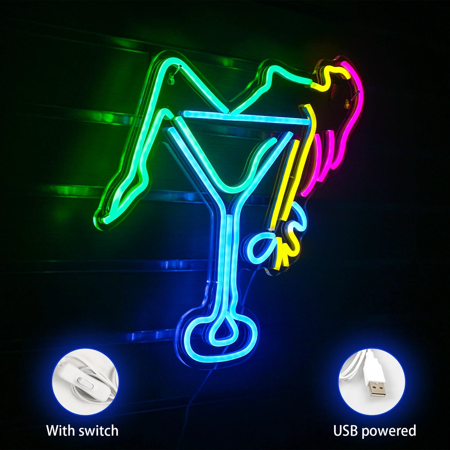 Taça de Vinho Feminina Letreiro de LED USB 5V - Econômico
