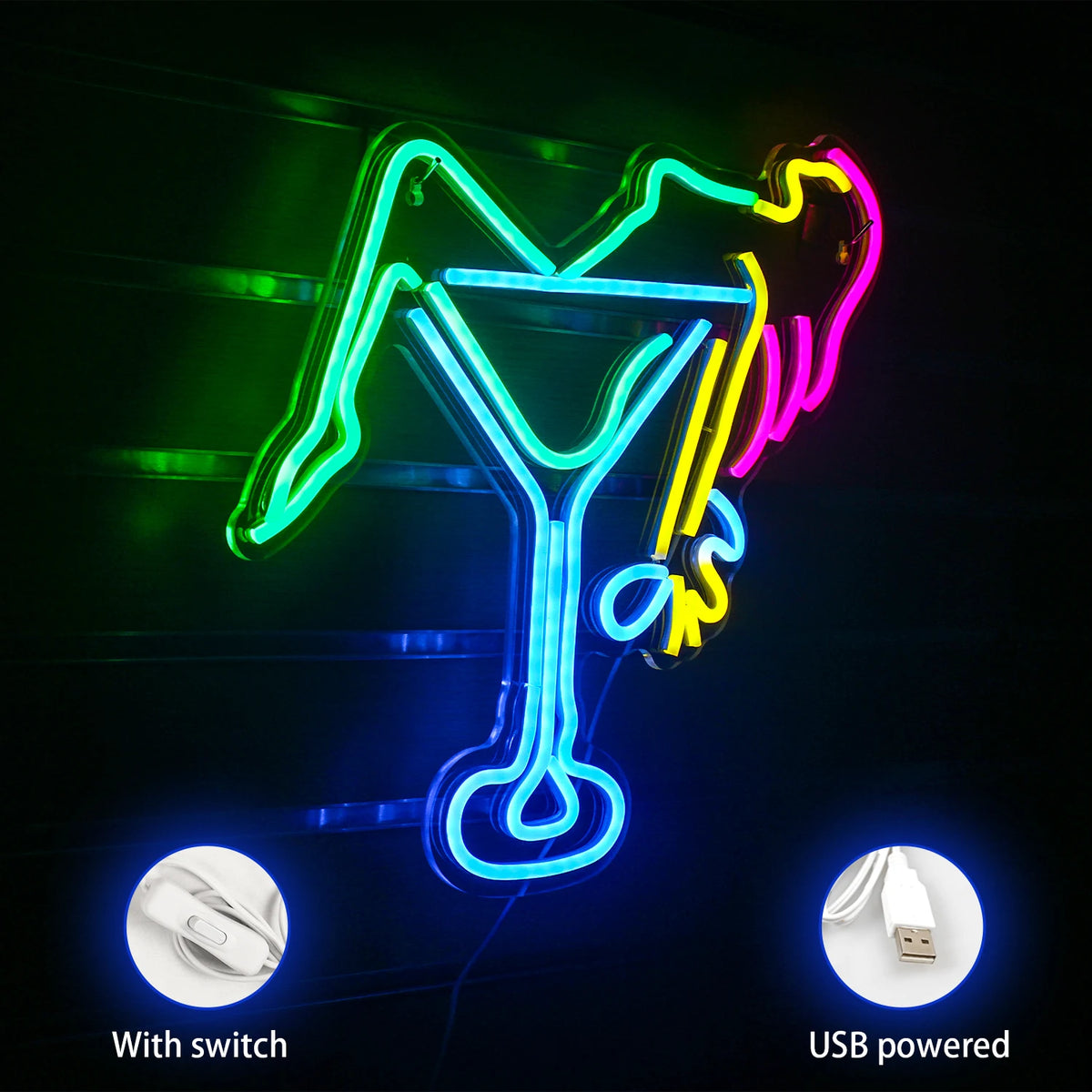 Taça de Vinho Feminina Letreiro de LED USB 5V - Econômico