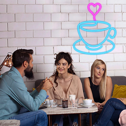 Coffee Cup Heart 5V USB LED Neon Sign - Budget Friendly