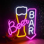 Beer BAR – Copo de cerveja e seta para baixo – reclame luminoso em néon LED (5 V USB)