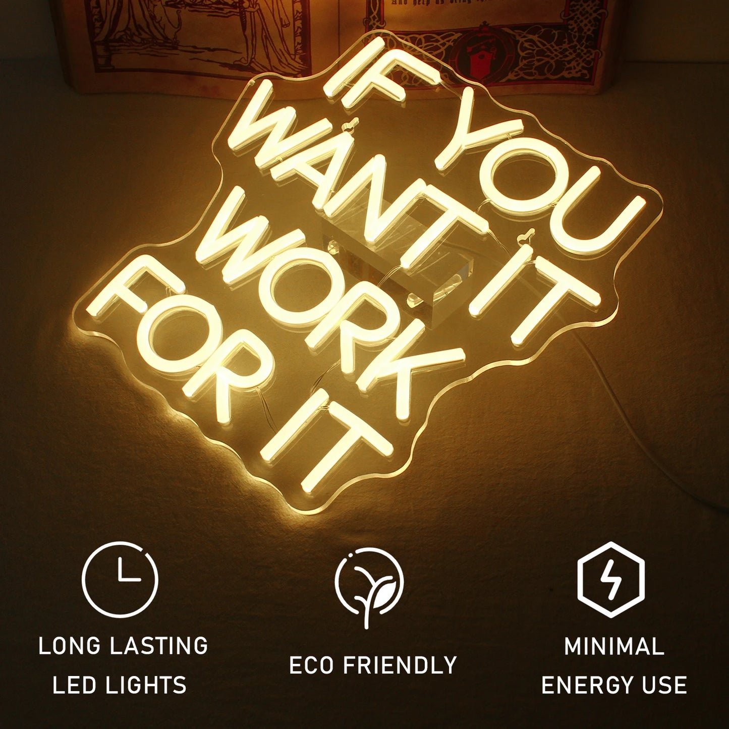 Se você quer, trabalhe por isso Letreiro de LED USB 5V - Econômico