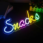 Snacks – Letras coloridas – reclame luminoso em néon LED (5 V USB)