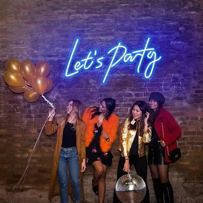 Letreiro de LED "Let's Party" 5V USB - Econômico