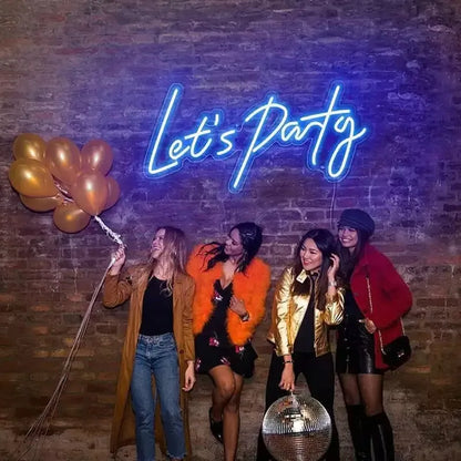 Letreiro de LED "Let's Party" 5V USB - Econômico