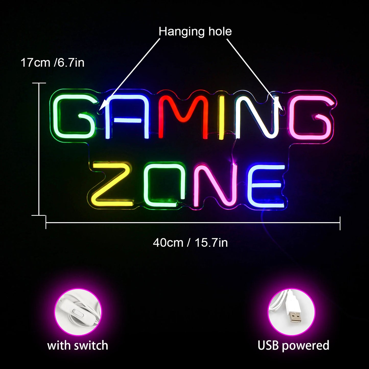 Letreiro de LED Colorido 5V USB para Zona Gamer - Econômico
