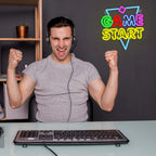 GAME START – Triângulo e losango pequeno – letreiro de néon LED (5 V USB)