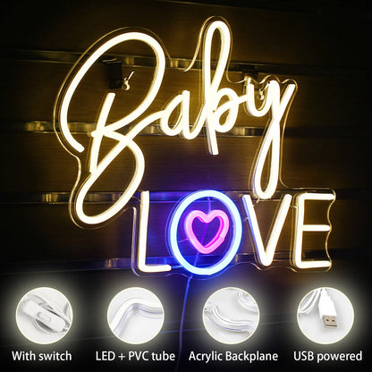 Letreiro de LED "Amor de Bebê" 5V USB - Econômico