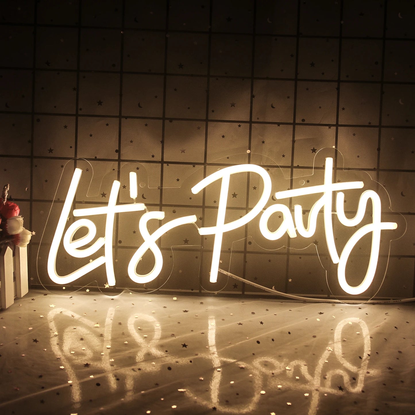 Letreiro de LED "Let's Party" 5V USB - Econômico