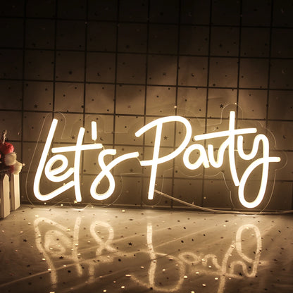 Letreiro de LED "Let's Party" 5V USB - Econômico