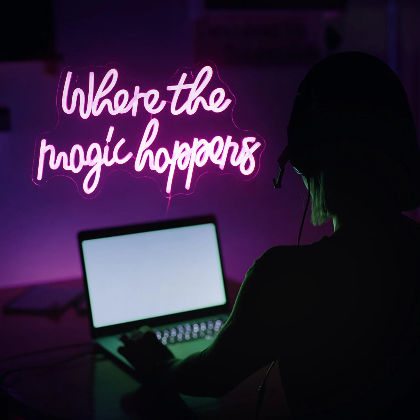Onde a Magia Acontece Letreiro de LED 5V USB - Econômico