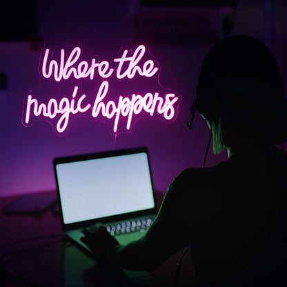 Onde a Magia Acontece Letreiro de LED 5V USB - Econômico