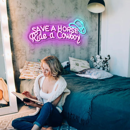 Salve Um Cavalo, Ande Com um Cowboy 5V USB Letreiro de LED - Econômico