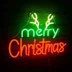 merry Christmas – Hastes de rena – letreiro de néon LED (5 V USB)
