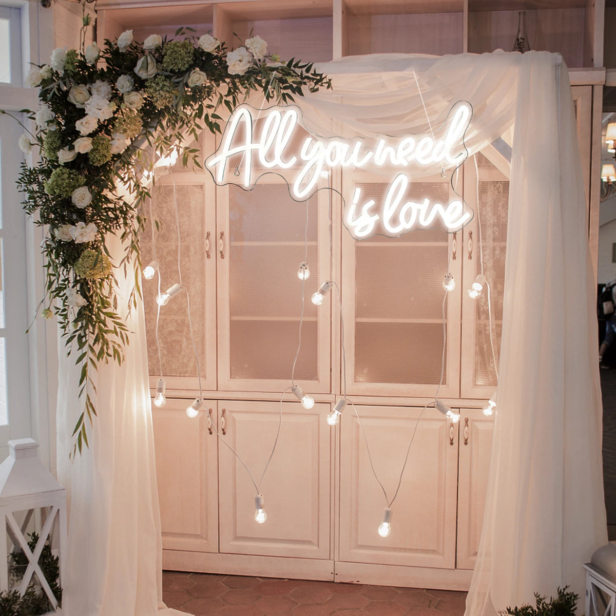 Frases de casamento predefinidas – letreiro de néon LED (5 V USB)