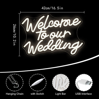 Bem-vindo ao Nosso Casamento Letreiro de LED USB 5V - Econômico