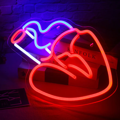 Boca Fumante Mulher Sexy 5V USB Letreiro de LED - Econômico