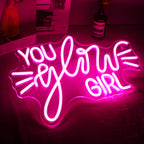 YOU glow GIRL – Raios de luz – letreiro de néon LED (5 V USB)