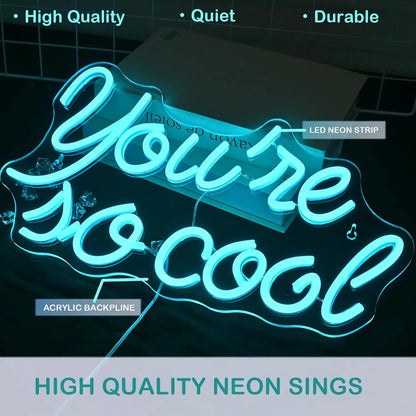 Ice Blue You Are So Cool 5V USB LED Neon Sign - Budget Friendly