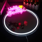 Espelho "Hello Beautiful" Letreiro de LED USB 5V - Econômico