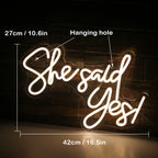 She Said Yes – letreiro de néon LED (5 V USB)