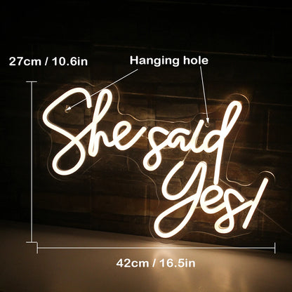 She Said Yes 5V USB LED Neon Sign - Budget Friendly