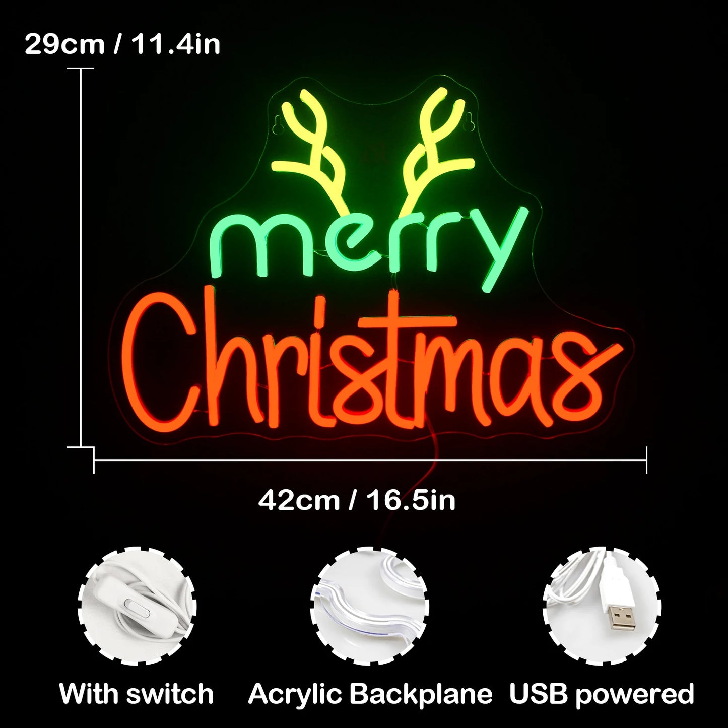 Merry Christmas 5V USB LED Neon Sign - Budget Friendly