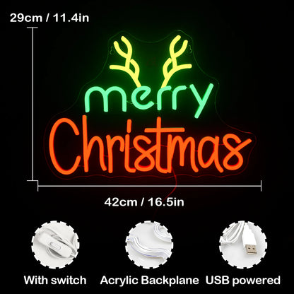 Merry Christmas 5V USB LED Neon Sign - Budget Friendly