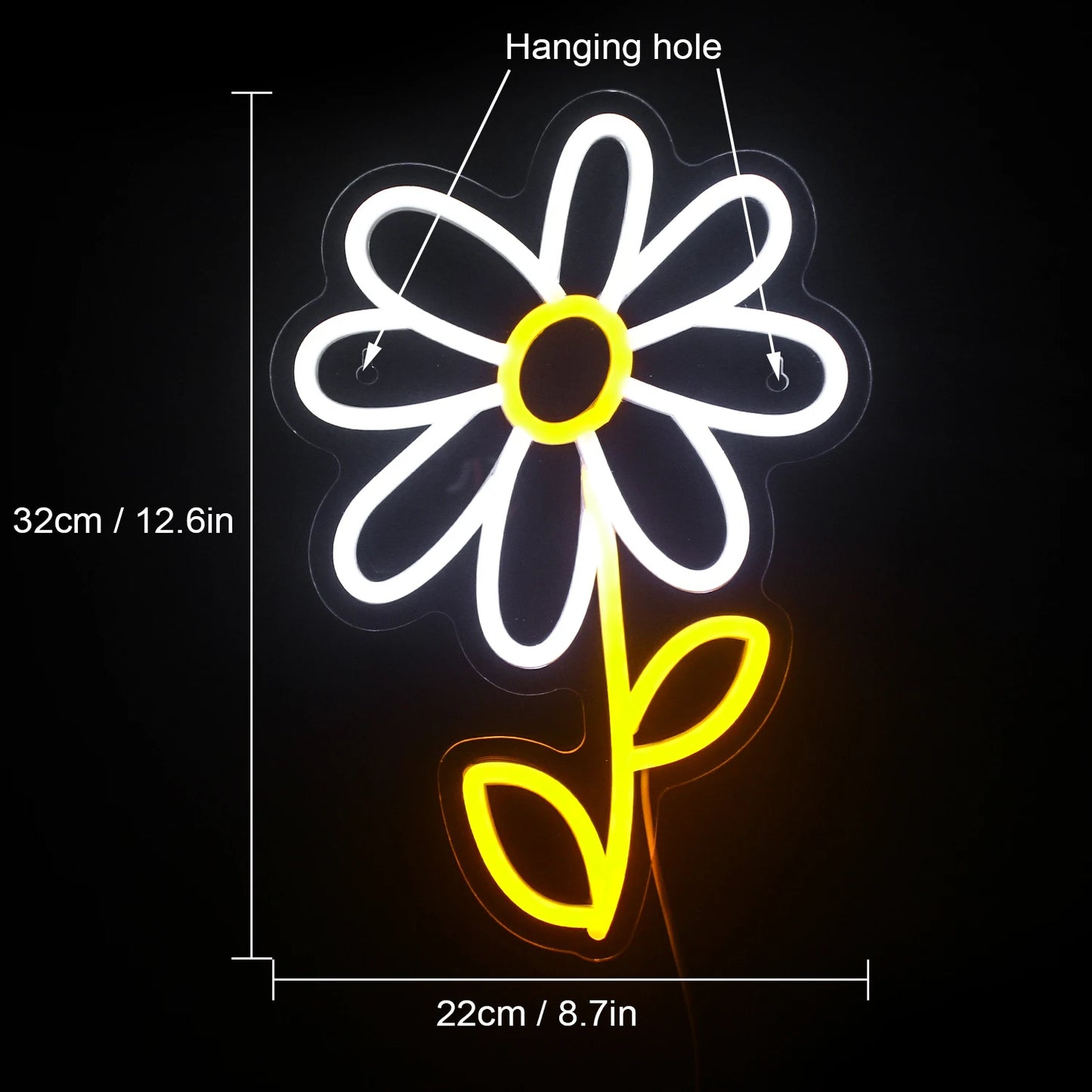 Cute Cartoon Daisy Flower 5V USB LED Neon Sign - Budget Friendly