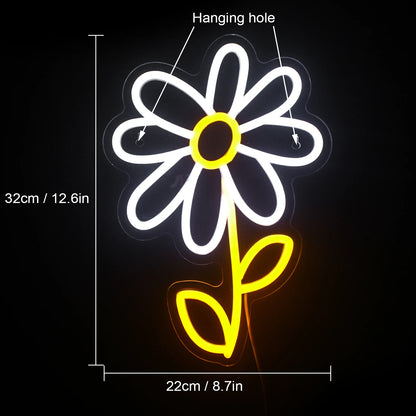 Cute Cartoon Daisy Flower 5V USB LED Neon Sign - Budget Friendly