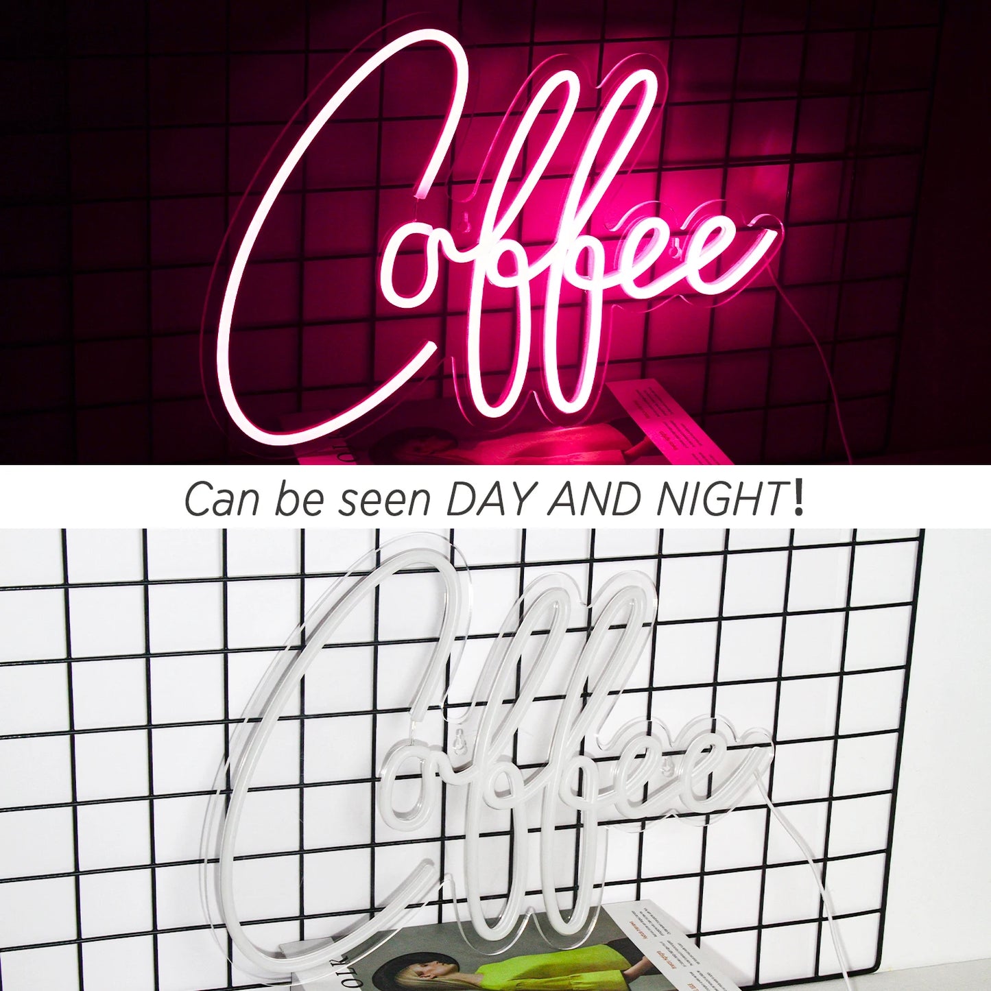 Letreiro de LED Rosa em Formato de Café 5V USB - Econômico
