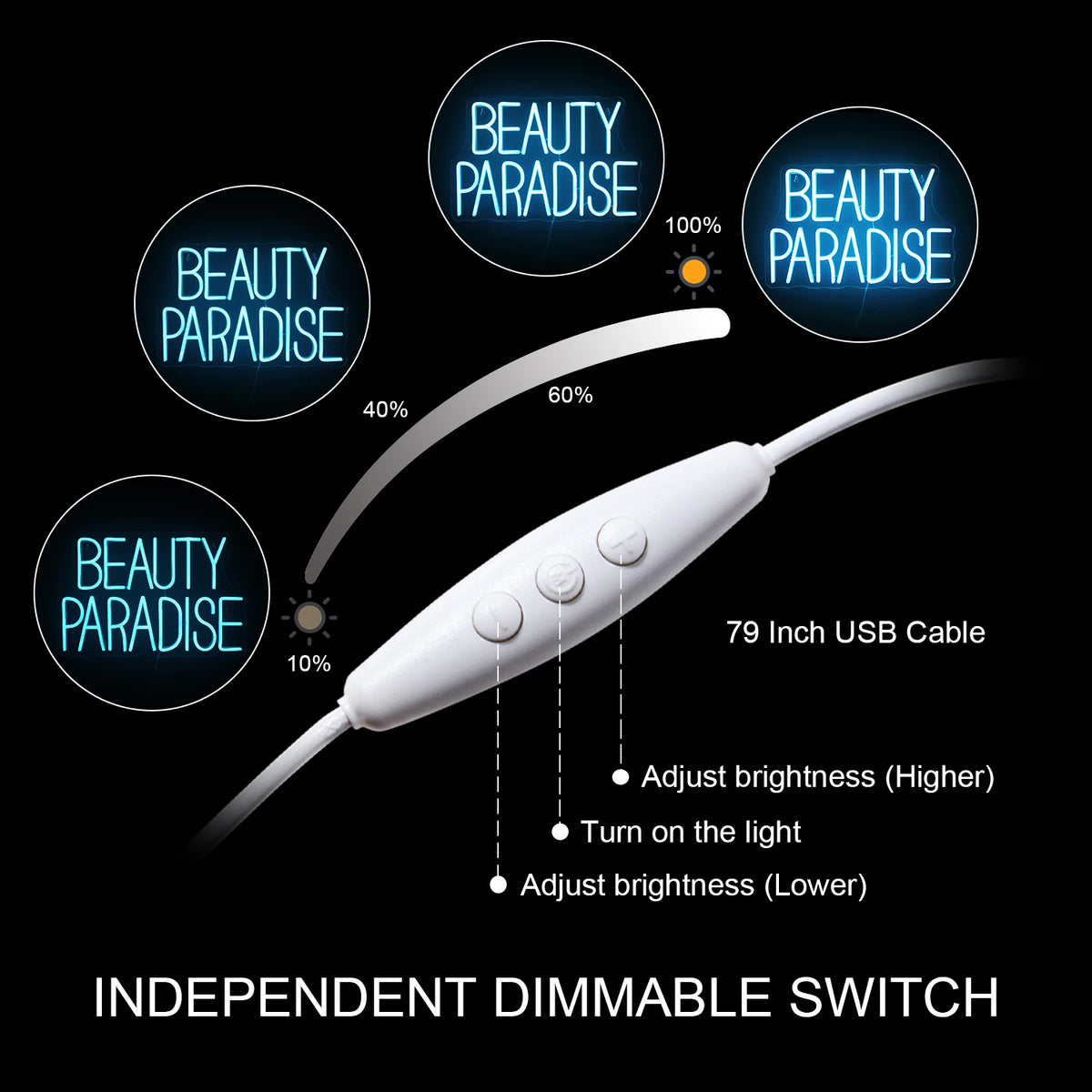 Beauty Paradise – reclame luminoso em néon LED (5 V USB)