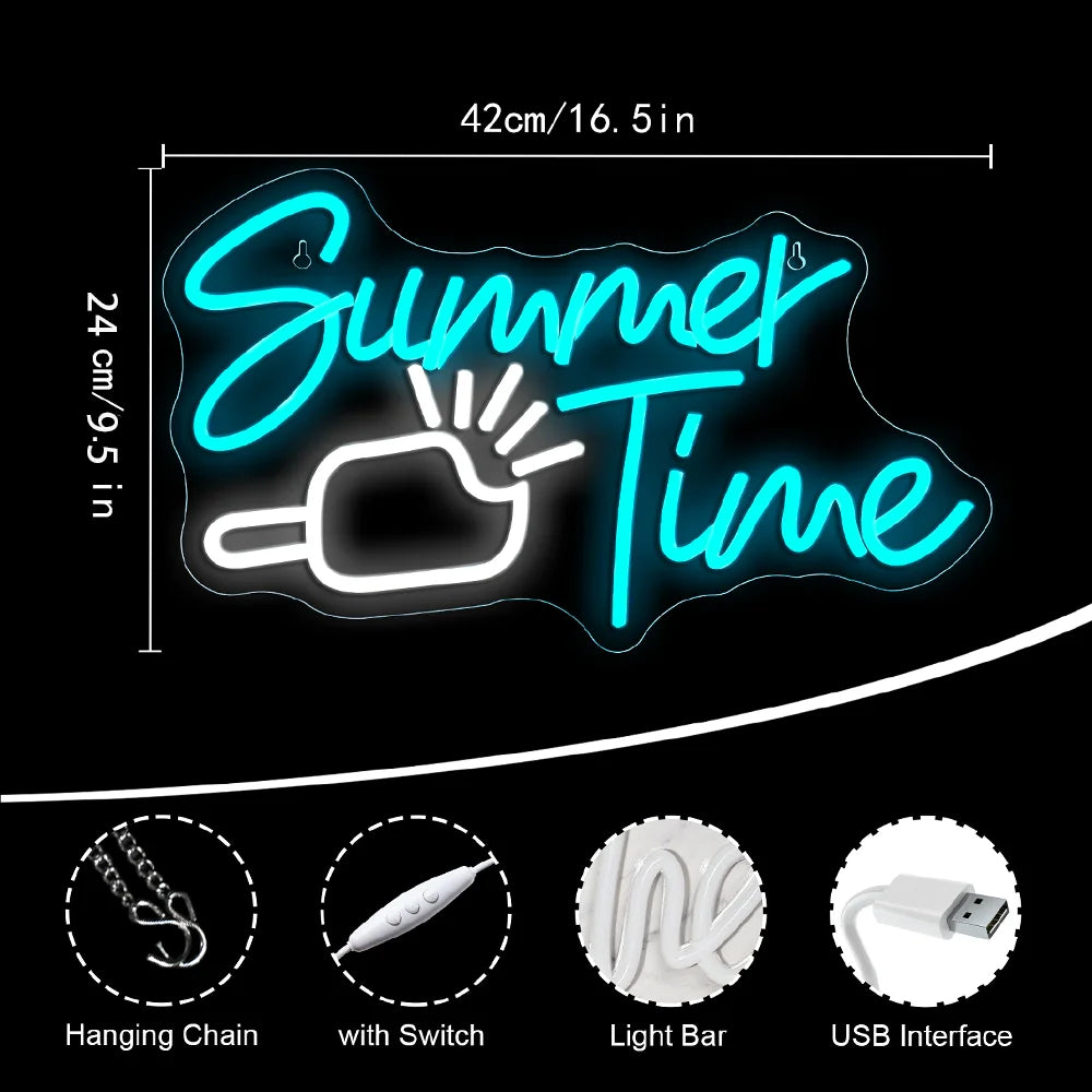 Summer Time Ice Cream 5V USB LED Neon Sign - Budget Friendly