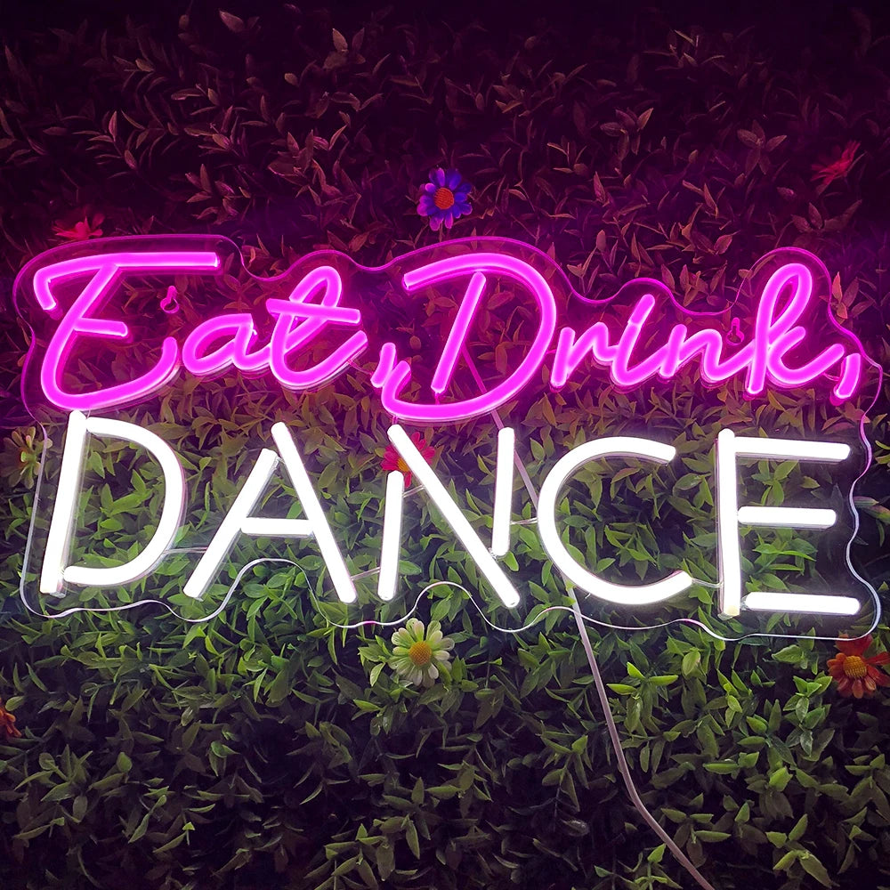 Placa de LED "Eat Drink Dance" 5V USB - Econômica