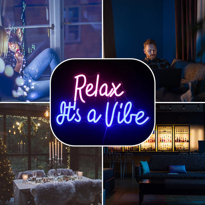 Letreiro de LED "Relax It's a Vibe" 5V USB - Econômico