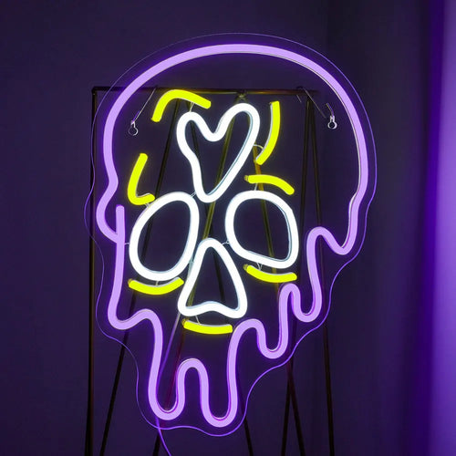 Caveira roxa a pingar – letreiro de néon LED (5 V USB)