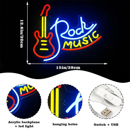 Letras de LED para Música Rock com USB 5V - Econômico