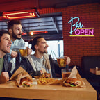 BAR OPEN – Linhas horizontais – reclame luminoso em néon LED (5 V USB)
